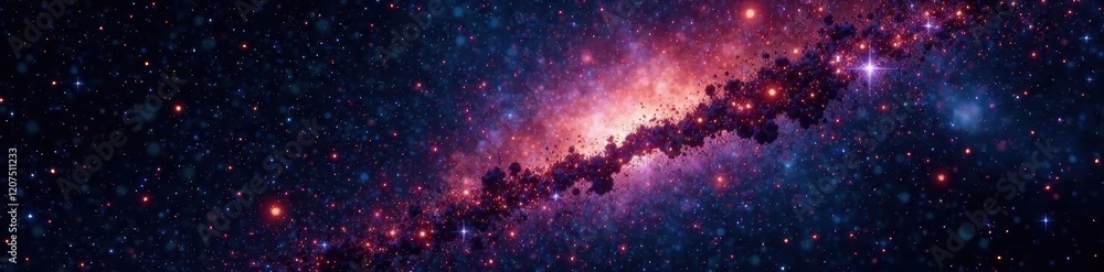 Fototapeta premium Dazzling starfield, cosmic dust, deep black background, glitter, cosmic dust