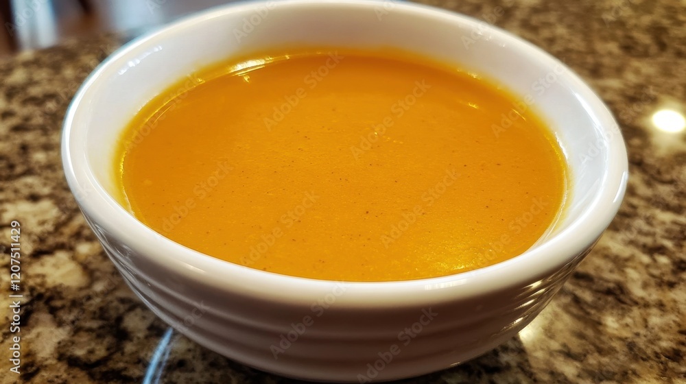National Soup It Forward Day Creamy pumpkin soup in white bowl on granite surface National Soup It Forward Day Creamy pumpkin soup in white bowl on granite surface
