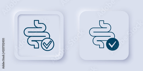 Filled and outline Intestines icon isolated on isolated on grey background. Human body internal organs. Square button. Vector