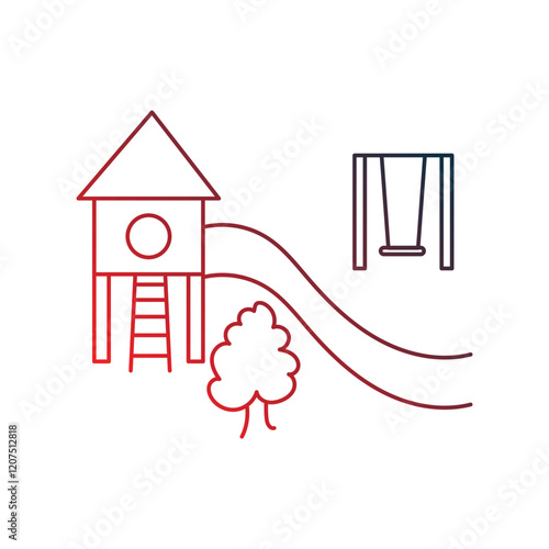 play ground gradient outline icon with white background vector stock illustration