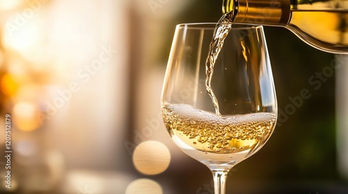 Wallpaper Mural Closeup of White Wine Being Poured into a Glass at Sunset Torontodigital.ca