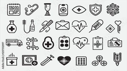 Medical Icons Doodle Set