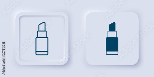 Filled and outline Lipstick icon isolated on grey background. 8 March. International Happy Women Day. Square button. Vector
