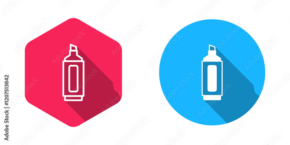 Filled and outline Marker pen icon isolated with long shadow background. Vector Filled and outline Marker pen icon isolated with long shadow background. Vector