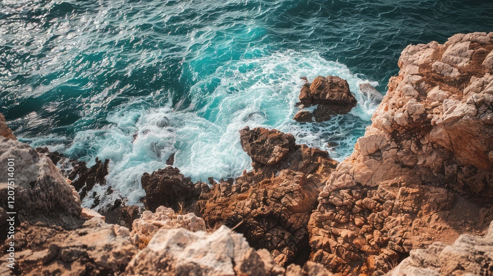 Dramatic Coastal Rocks and Turbulent Ocean Waves Dramatic Coastal Rocks and Turbulent Ocean Waves