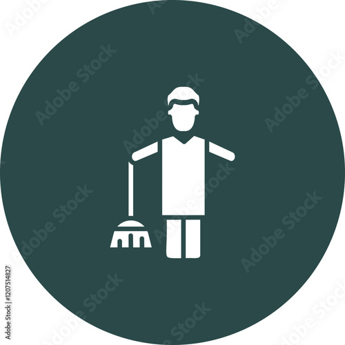 Man Sweeper Working Vector Icon Design