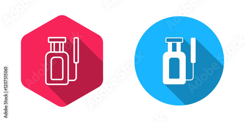 Filled and outline Garden sprayer for water, fertilizer, chemicals icon isolated with long shadow background. Vector