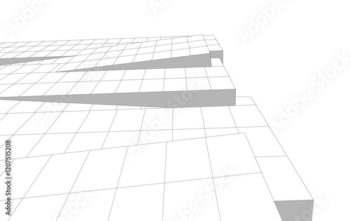 Modern architecture 3d rendering vector illustration