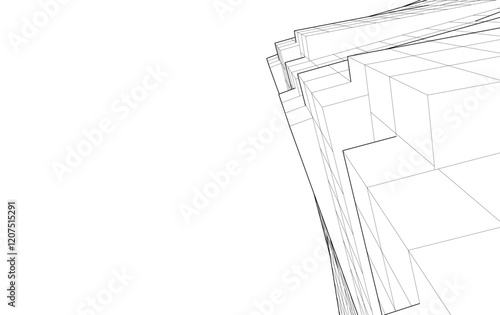 Modern architecture 3d rendering vector illustration