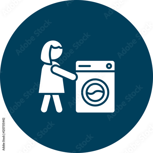 Woman And Laundry Vector Icon Design