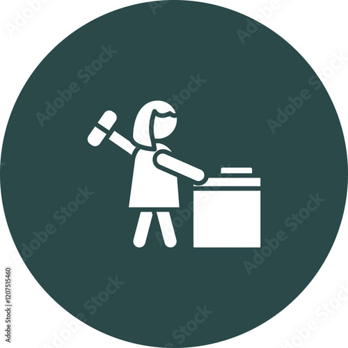 Woman Blacksmith Vector Icon Design