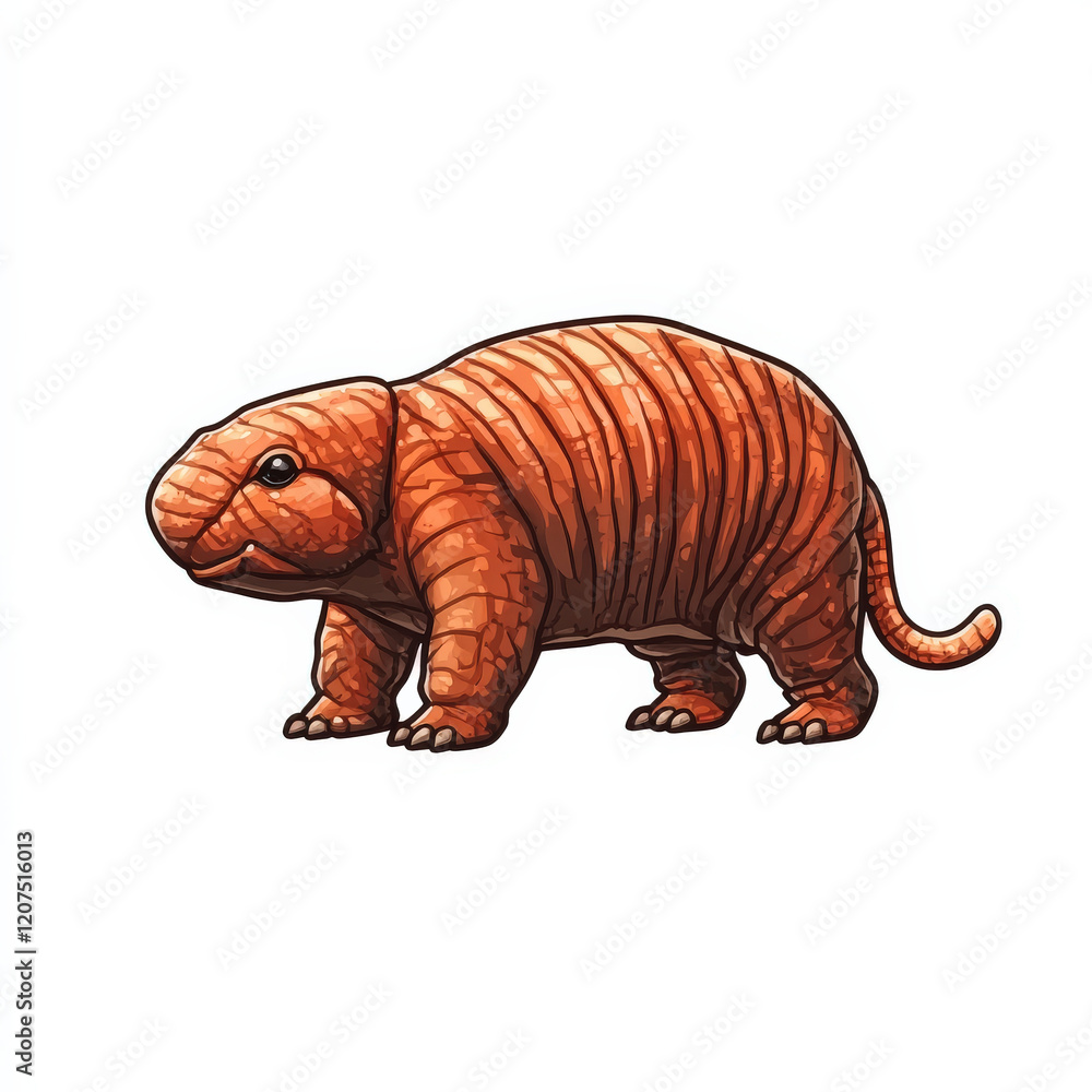 Fototapeta premium Ancient armored mammal, segmented skin, robust build