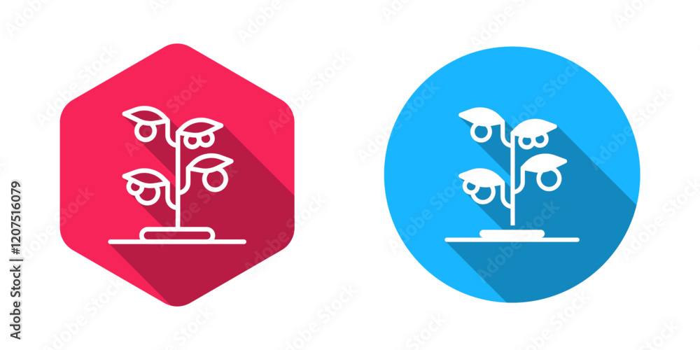 Filled and outline Sprout icon isolated with long shadow background. Seed and seedling. Leaves sign. Leaf nature. Vector Filled and outline Sprout icon isolated with long shadow background. Seed and seedling. Leaves sign. Leaf nature. Vector