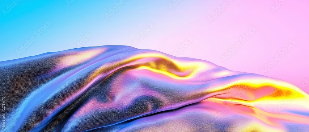 Abstract 3D Render Iridescent Fabric Pink Blue Gold Trendy Background Abstract 3D Render Iridescent Fabric Pink Blue Gold Trendy Background