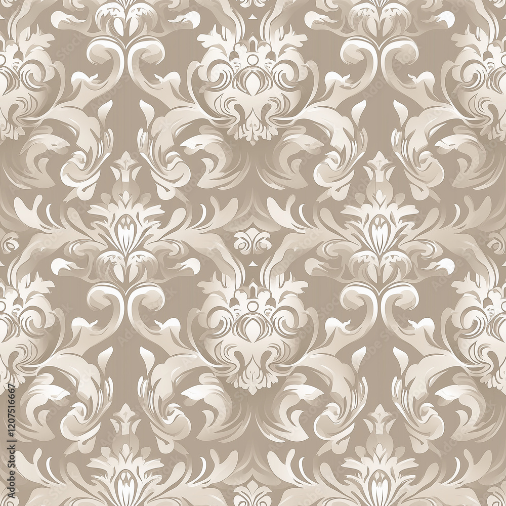 Baroque Seamless Patterns Elegant damask pattern in soft beige and white, perfect for wallpaper or fabric design. Baroque Seamless Patterns Elegant damask pattern in soft beige and white, perfect for wallpaper or fabric design.