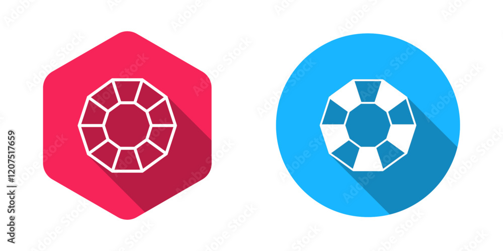 Filled and outline Diamond icon isolated with long shadow background. Jewelry symbol. Gem stone. Vector Filled and outline Diamond icon isolated with long shadow background. Jewelry symbol. Gem stone. Vector