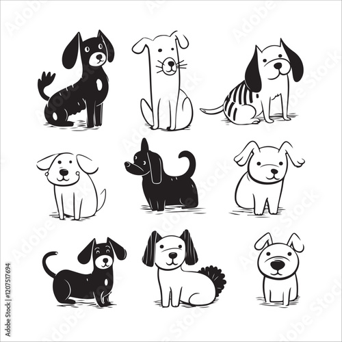 vector, cute dogs, collection