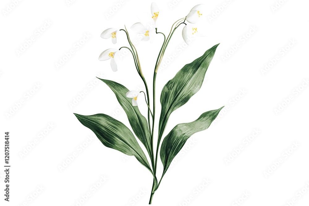Obraz premium Delicate Snowdrops: Pure White Spring Bloom on Isolated Background, High-Resolution Photography 