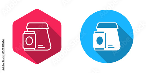 Filled and outline Online ordering and fast food delivery icon isolated with long shadow background. Vector
