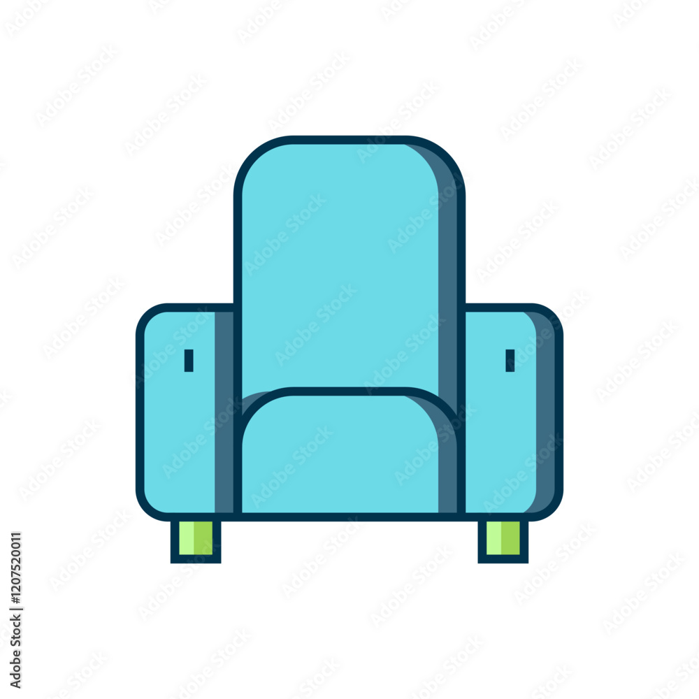 Filled outline Cinema chair icon isolated on white background. Flat filled outline style with shadow. Vector Filled outline Cinema chair icon isolated on white background. Flat filled outline style with shadow. Vector