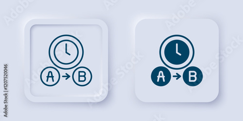 Filled and outline Taxi waiting time icon isolated on grey background. Car deadline, schedule ride. Square button. Vector