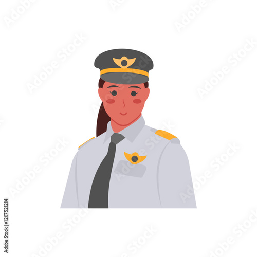 Pilot,  Women Career Flat Vector Illustration