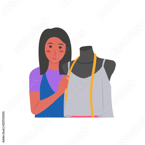 Fashion Designer,  Women Career Flat Vector Illustration