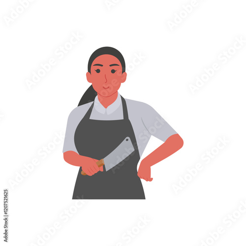 Butcher,  Women Career Flat Vector Illustration