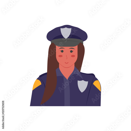 Police Officer,  Women Career Flat Vector Illustration