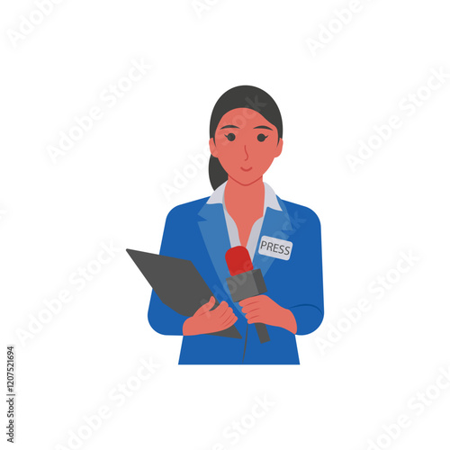 Journalist,  Women Career Flat Vector Illustration