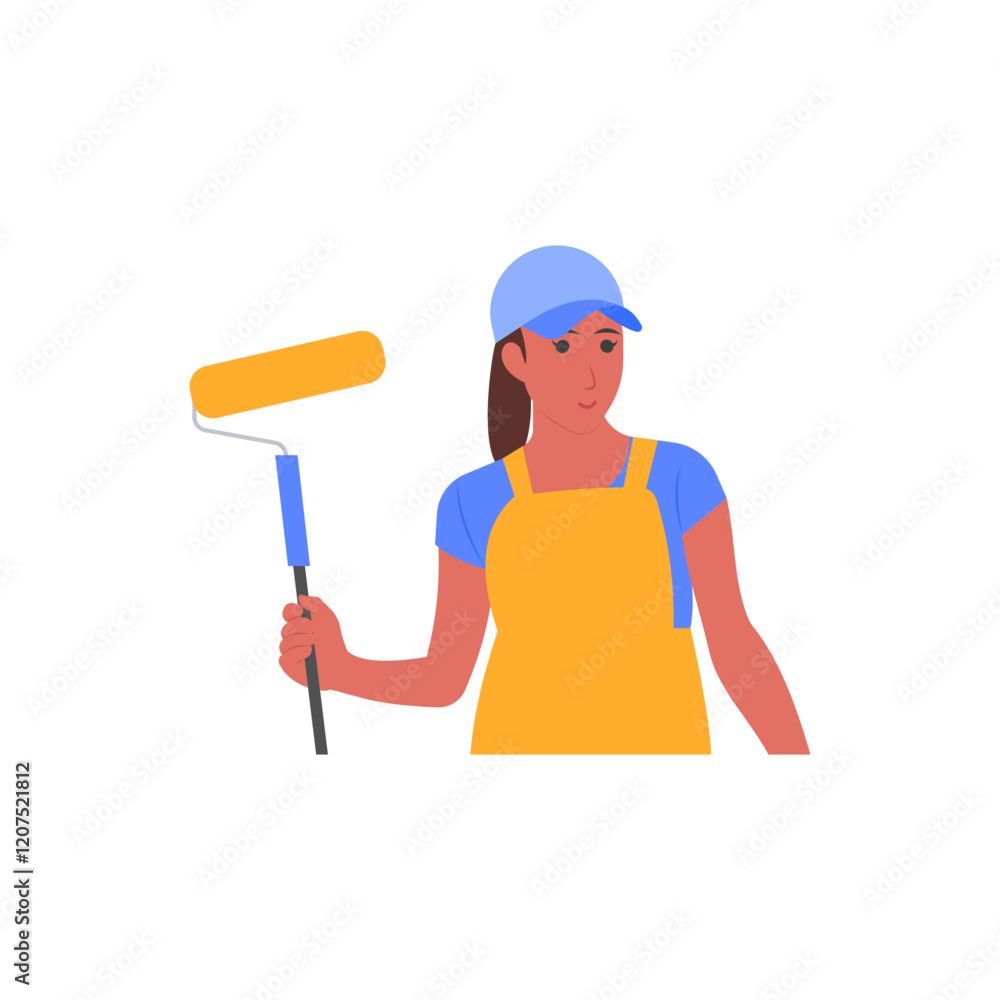 Painter, Women Career Flat Vector Illustration Painter, Women Career Flat Vector Illustration