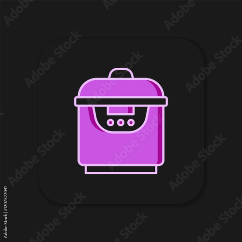 Filled outline Slow cooker icon isolated on black background. Electric pan. Flat filled outline style with shadow. Vector