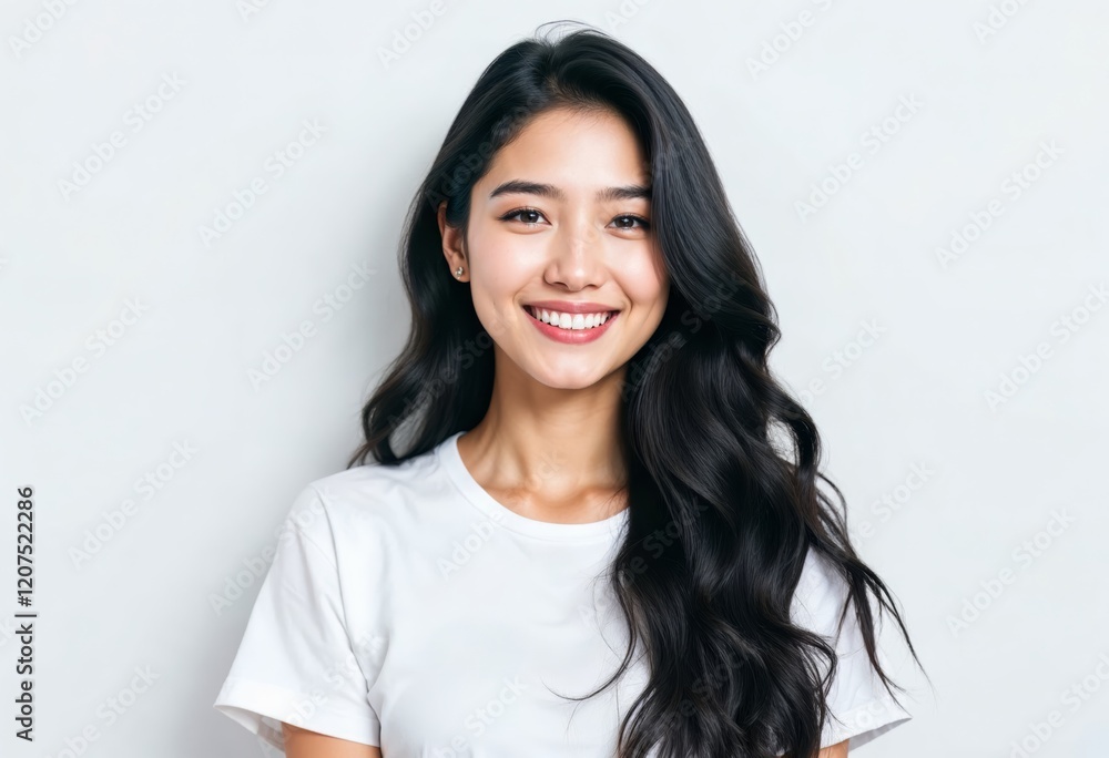 Smiling Woman Portrait Studio Setting Photo Bright Background Close-up Confidence and Happiness Concept Smiling Woman Portrait Studio Setting Photo Bright Background Close-up Confidence and Happiness Concept