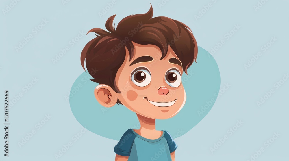 Happy Cartoon Kid Character: Smiling Boy Front View Cartoon Happy Cartoon Kid Character: Smiling Boy Front View Cartoon