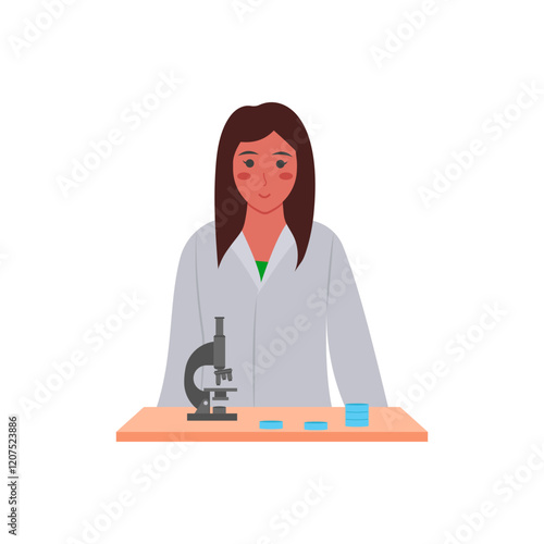 Biologist,  Women Career Flat Vector Illustration