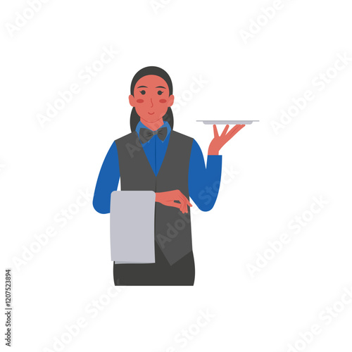 Waitress,  Women Career Flat Vector Illustration