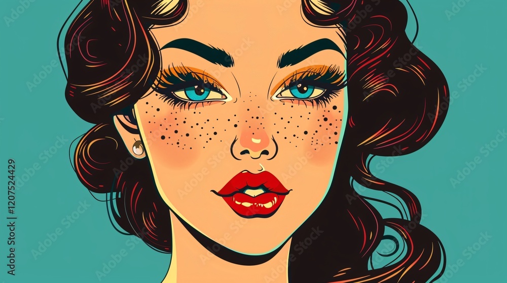 Retro Comic Style Pretty Lady Toon Face in Professional Illustration Retro Comic Style Pretty Lady Toon Face in Professional Illustration