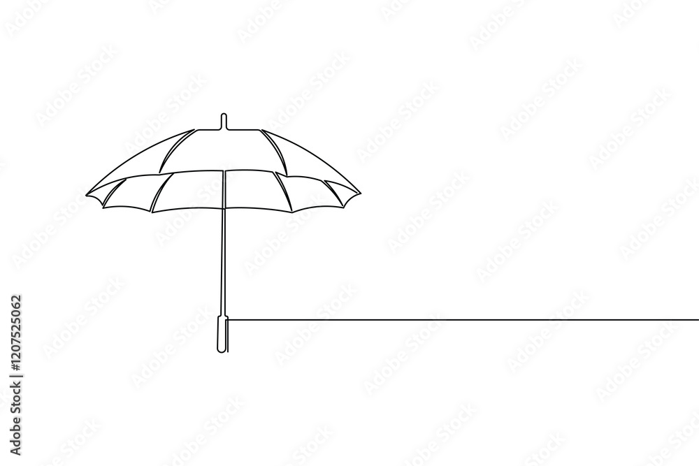Umbrella continuous one line drawing and minimalist style isolate outline vector icon