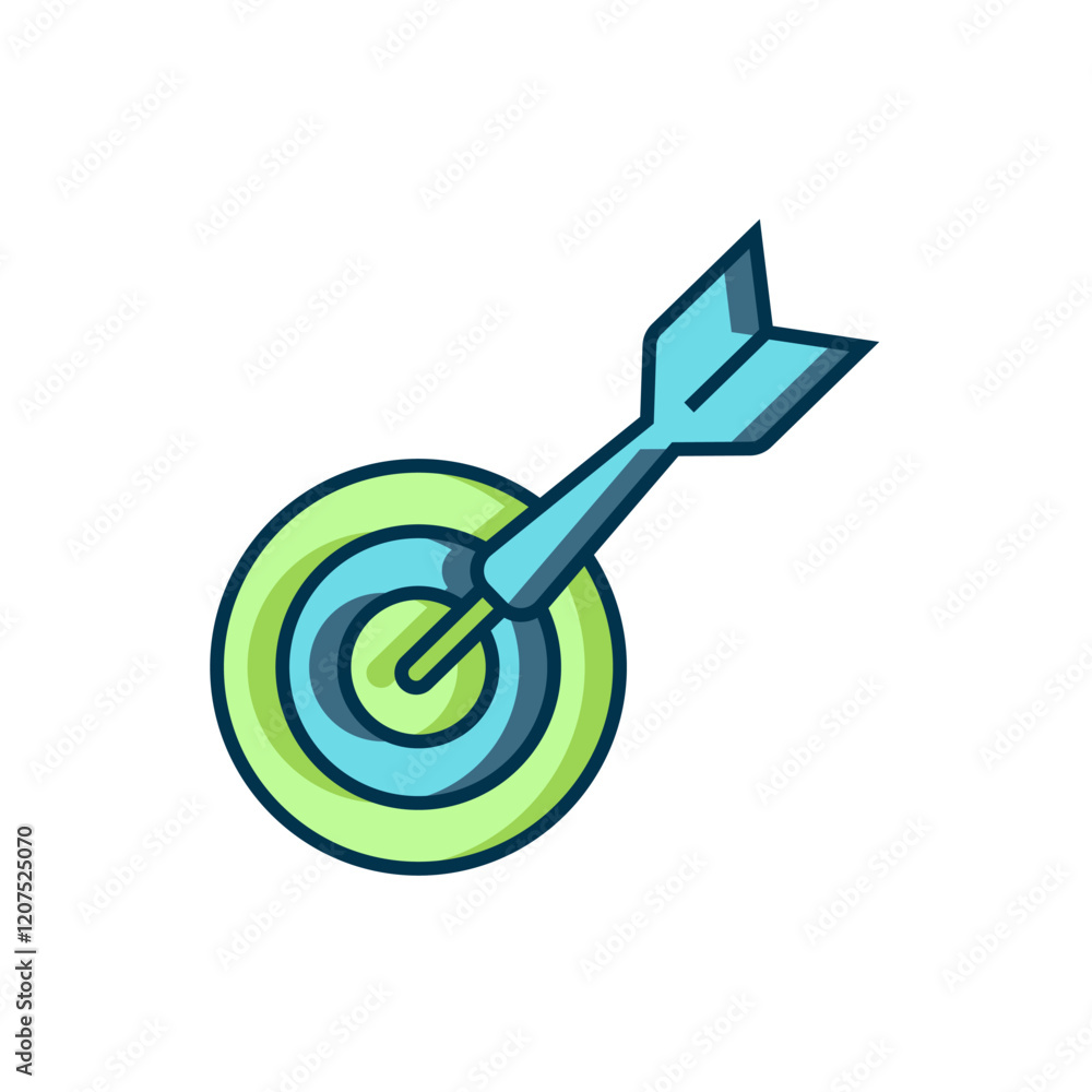Filled outline Classic dart board and arrow icon isolated on white background. Dartboard sign. Game concept. Flat filled outline style with shadow. Vector Filled outline Classic dart board and arrow icon isolated on white background. Dartboard sign. Game concept. Flat filled outline style with shadow. Vector
