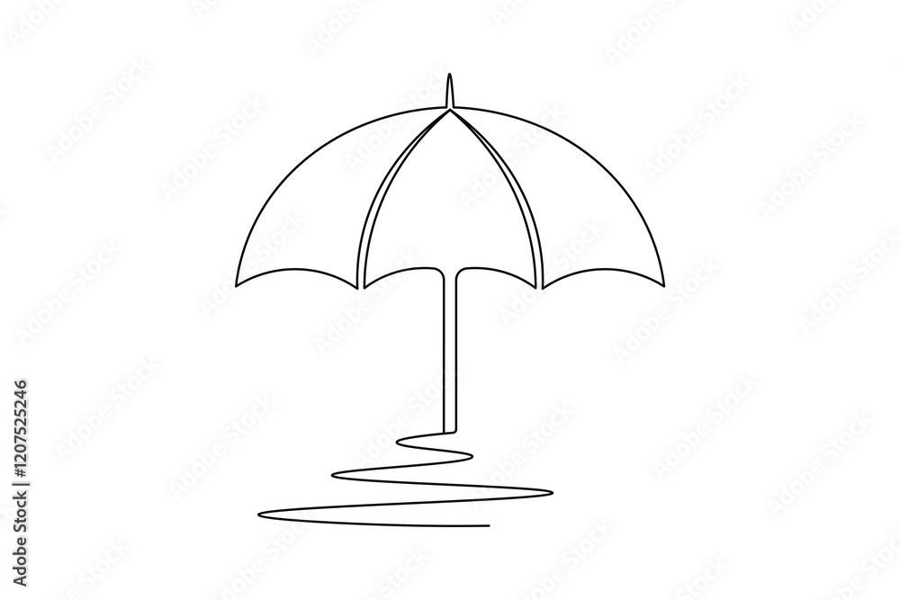 Umbrella continuous one line drawing and minimalist style isolate outline vector icon Umbrella continuous one line drawing and minimalist style isolate outline vector icon