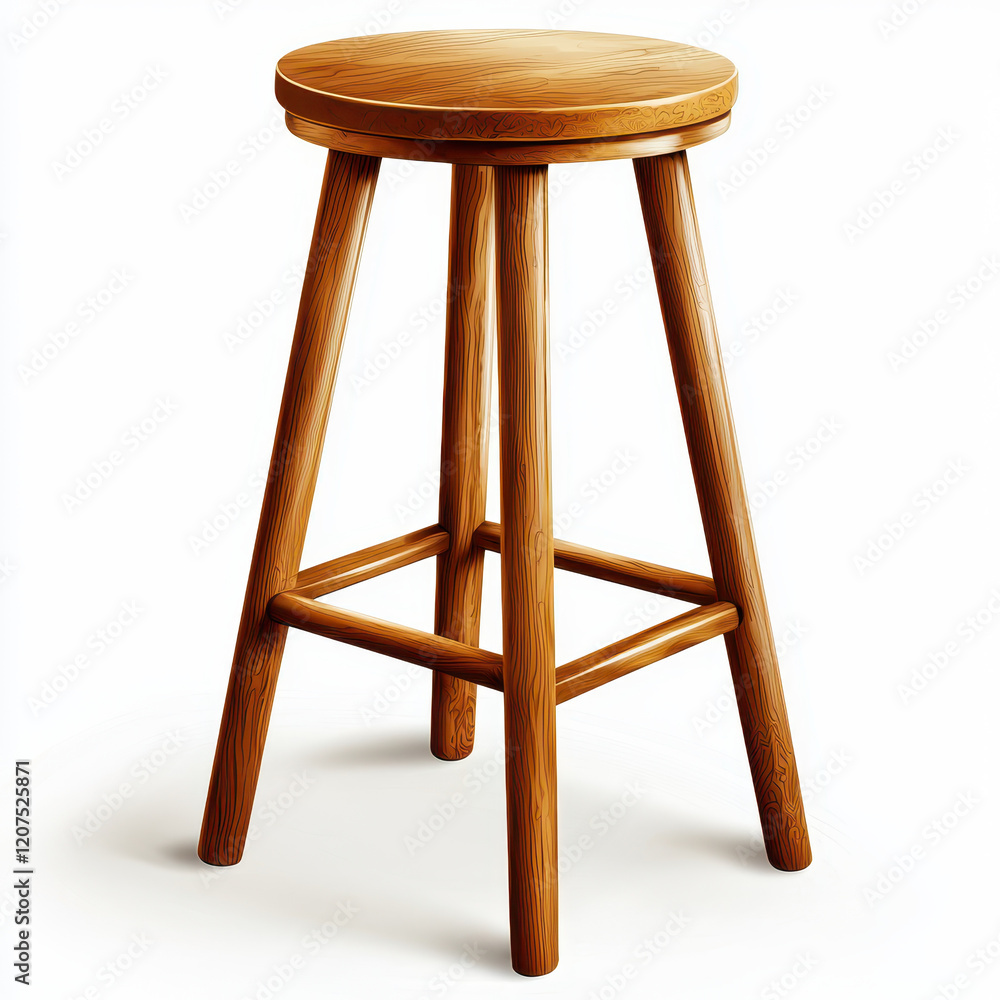 Wooden bar stool with round seat and sturdy legs, perfect for any setting Wooden bar stool with round seat and sturdy legs, perfect for any setting