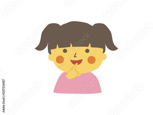 人差し指をくわえる女の子