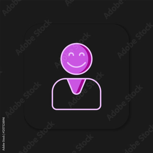 Filled outline Happy customer icon isolated on black background. Flat filled outline style with shadow. Vector