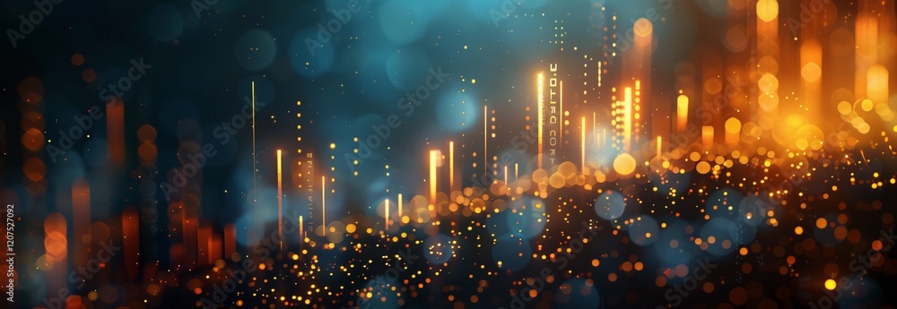 Fototapeta premium Abstract image showcasing vibrant lights and colors in a digital landscape setting.