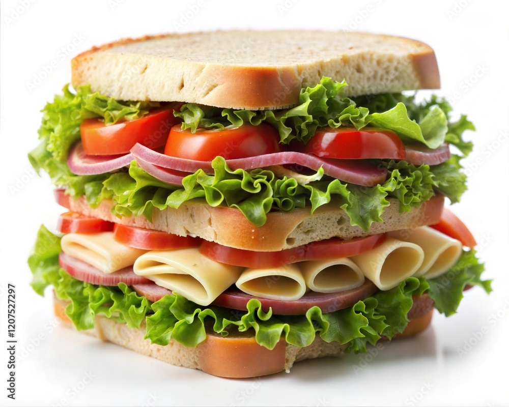 Sandwich with ham and vegetables. Sandwich with ham and vegetables.