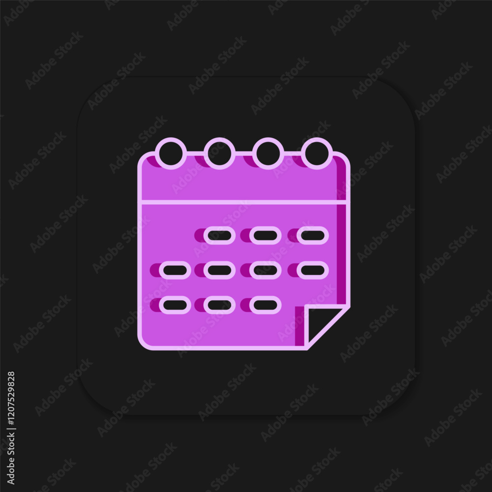 Filled outline School timetable icon isolated on black background. Flat filled outline style with shadow. Vector Filled outline School timetable icon isolated on black background. Flat filled outline style with shadow. Vector