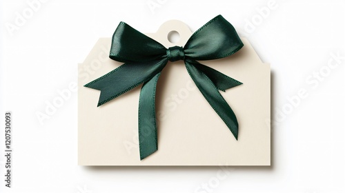 Wallpaper Mural Elegant Blank Tag with a Green Ribbon Bow for Gift Wrapping Torontodigital.ca