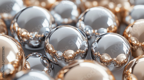 Realistic set of chrome balls isolated on transparent background. Silver, golden, bronze, platinum metal 3D spheres with shadow and light reflection on shiny surface. Jewelry bead. Design element