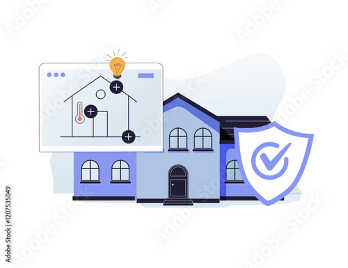 Smart home. Flat design style vector illustration concept of smart house technology system with centralized control