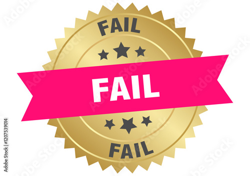 fail. fail round pink and gold label isolated on transparent background